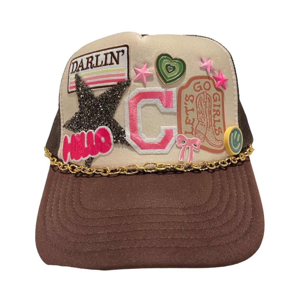 Girls Custom Vintage C Initial Trucker Hat